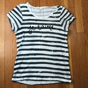 J.Crew Black & White Striped Tee Je T’aime